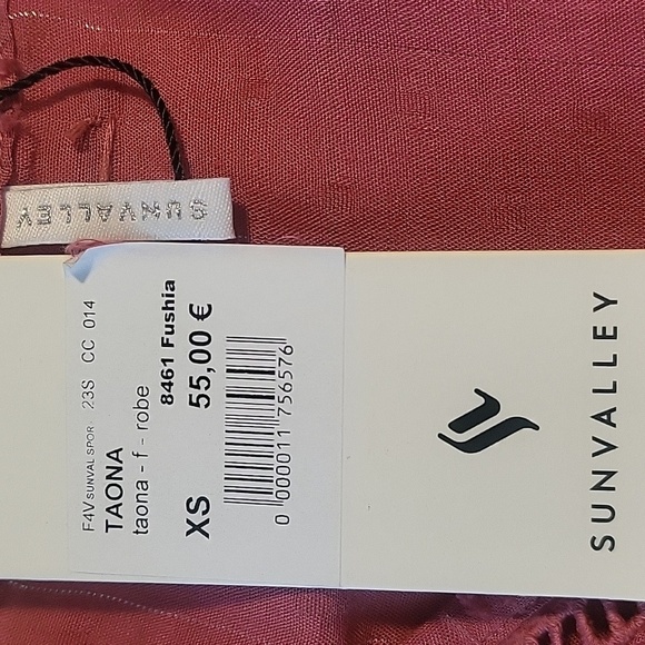 Sun Valley Pink Dotted Swiss Short Sleeve Silver Threading Pullover Dress Sz XS - Picture 6 of 12